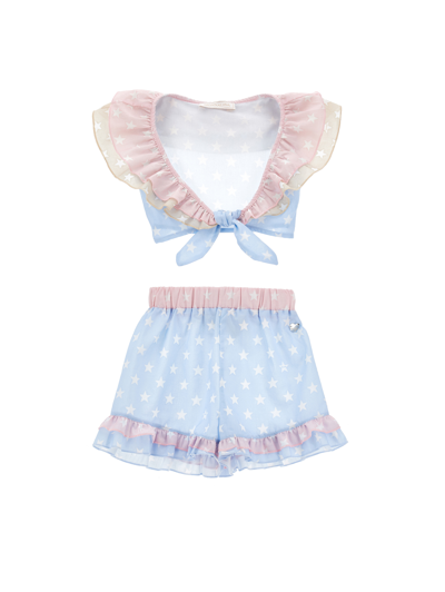 Monnalisa Star-print Ruffled Shorts Set In Multi