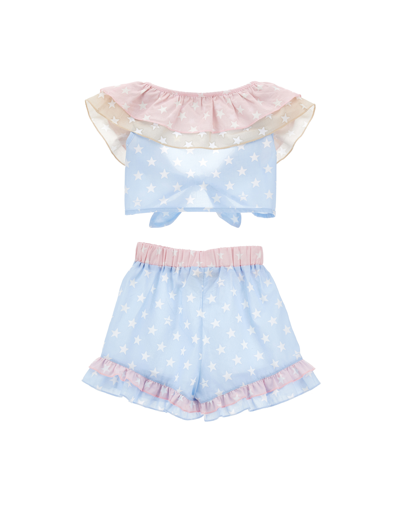 Monnalisa Star-print Ruffled Shorts Set In Multi