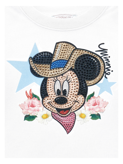 Monnalisa Minnie Print Sweatshirt In White