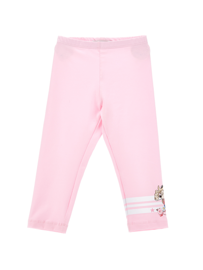 Monnalisa Cotton Jersey Leggings In Rosa Fairy Tale