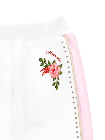 Monnalisa Fleece Joggers With Studs In White + Rosa Fairytale