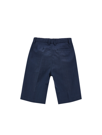 Monnalisa Single-colour Pinstriped Bermuda Shorts In Navy Blue