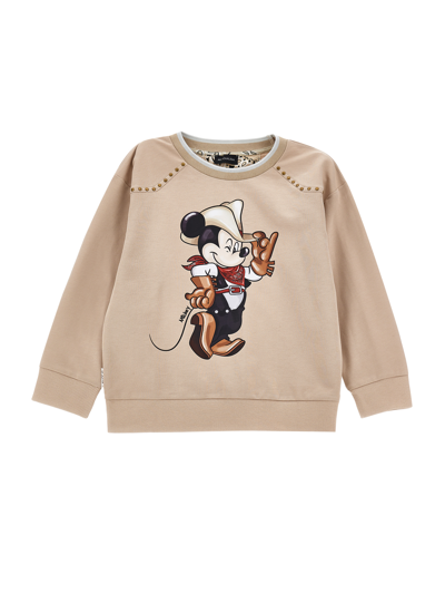 Shop Monnalisa Mickey Mouse Sweatshirt In Beige