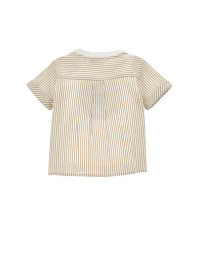 Monnalisa Cotton T-shirt With Lion In White + Ecru