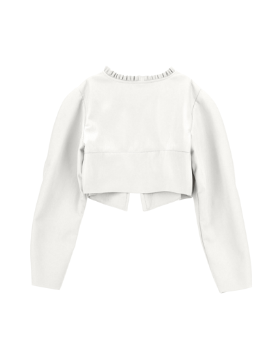 Monnalisa Coated Fabric Jacket In Cream