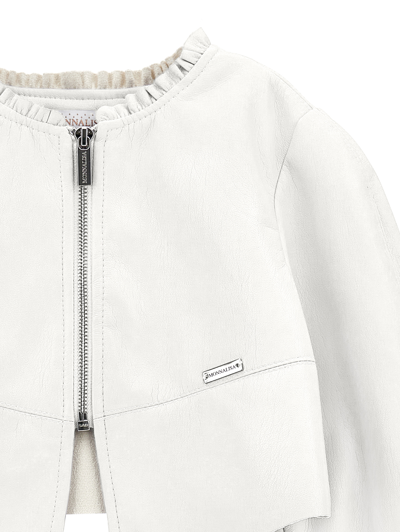 Monnalisa Coated Fabric Jacket In Cream