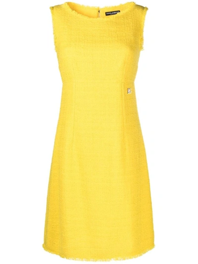 Shop Dolce & Gabbana Tweed Suit In Yellow