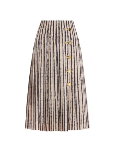 Shop Altuzarra Women's Tullius Tie-dye Stripe Pleated Midi-skirt In Apple Blossom
