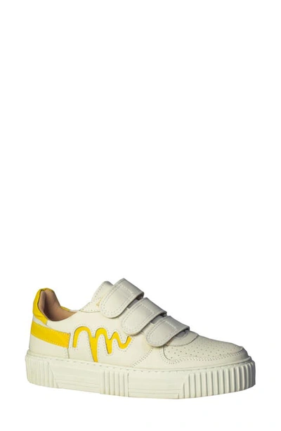 Shop Sandro Moscoloni Michelle Triple Strap Platform Sneaker In White/ Yellow