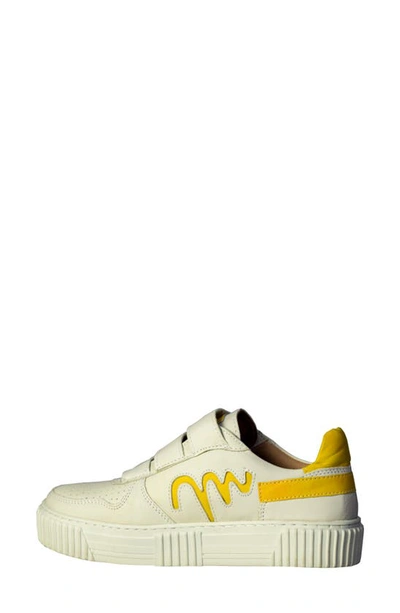 Shop Sandro Moscoloni Michelle Triple Strap Platform Sneaker In White/ Yellow