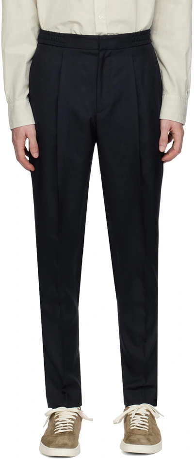 Shop Officine Generale Navy Drew Trousers In Dark Navy