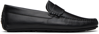 Shop Hugo Boss Black Nappa Leather Embossed Logo Loafers In Black 001