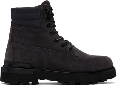 Shop Moncler Gray Peka Boots In Anthracite 927