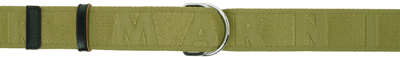 Shop Marni Green Logo Belt In Zo740 Military/milit