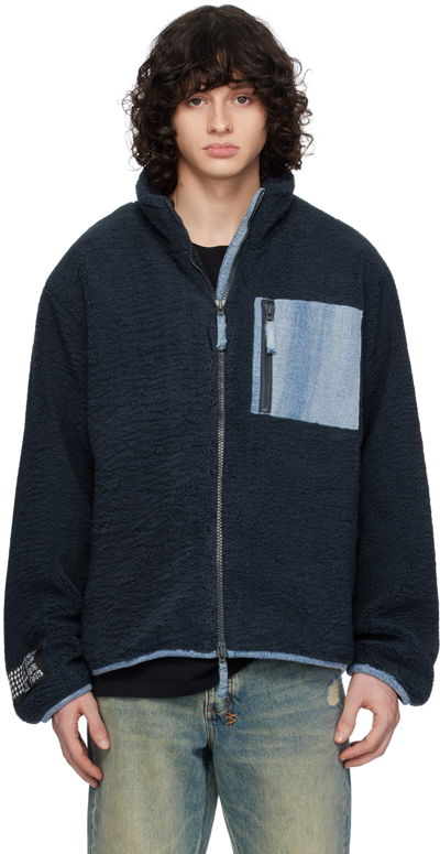 Ksubi Icebreaker Punk High Pile Fleece Jacket In Navy