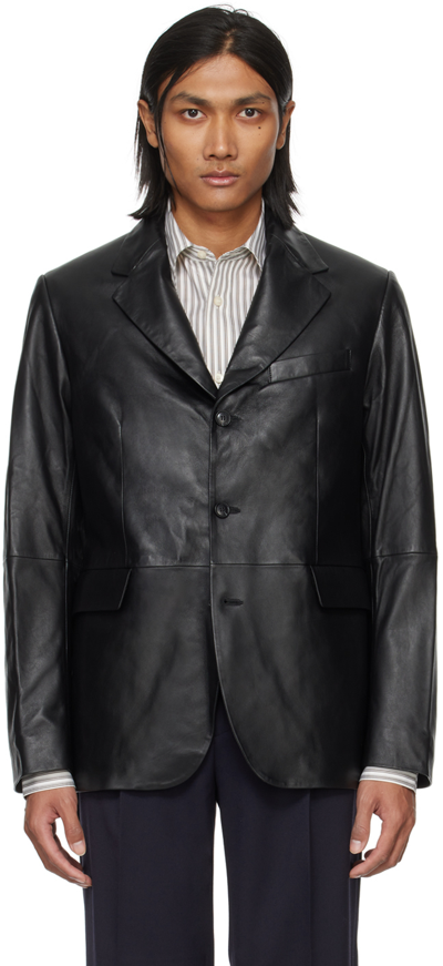 Shop Tiger Of Sweden Black Jrue Leather Jacket In 050_black