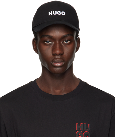 Shop Hugo Black Embroidered Cap In Black 001
