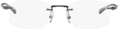 Shop Montblanc Gunmetal Rimless Glasses In Ruthenium-ruthenium-