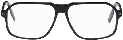 Shop Zegna Black Square Glasses In Shiny Black