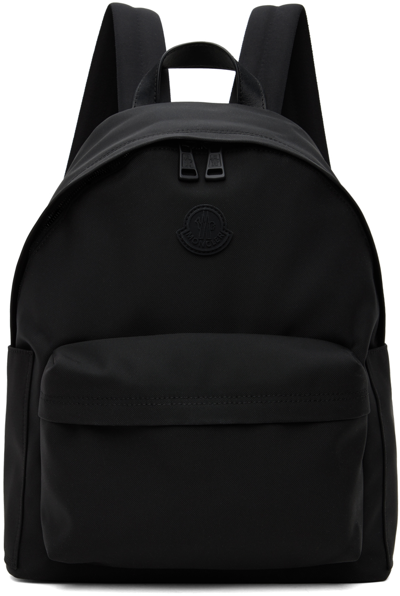 Moncler Pierrick Nylon Backpack Large Front Pocket In Black