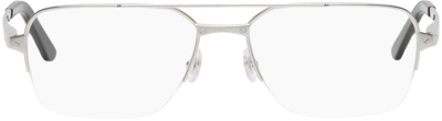 Shop Cartier Silver Aviator Glasses In Silver-silver-transp