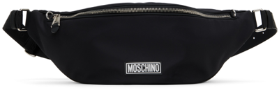 Shop Moschino Black Lettering Logo Pouch In A2555 Fantasy Print