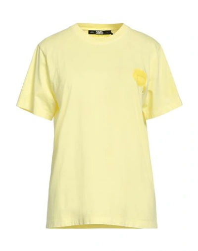 Shop Karl Lagerfeld Woman T-shirt Yellow Size S Organic Cotton