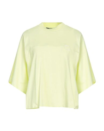 Shop Karl Lagerfeld Woman T-shirt Light Yellow Size S Cotton