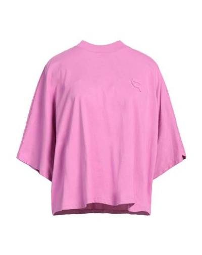 Shop Karl Lagerfeld Woman T-shirt Mauve Size L Cotton In Purple