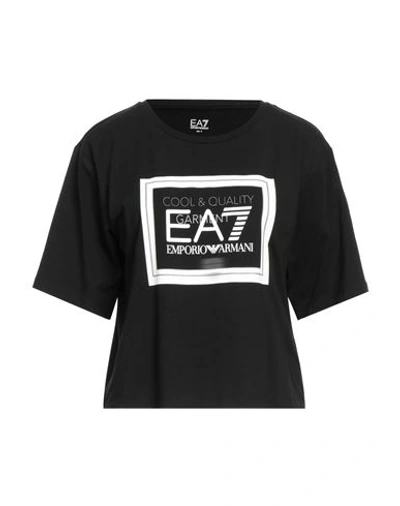 Shop Ea7 Woman T-shirt Black Size M Cotton, Elastane
