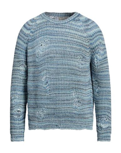 Shop Laneus Man Sweater Azure Size 40 Cotton In Blue