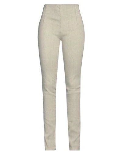 Masnada Woman Pants Beige Size 8 Linen, Viscose, Elastane In Beige