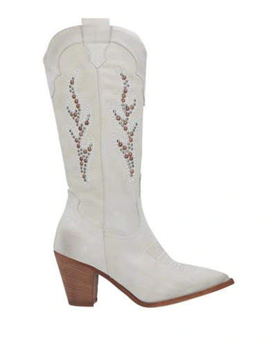 Shop Divine Follie Woman Boot Light Grey Size 8 Leather