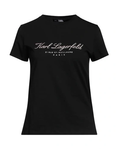 Shop Karl Lagerfeld Woman T-shirt Black Size M Organic Cotton