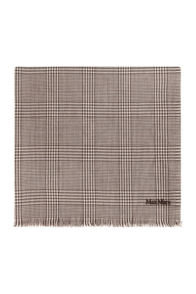 Shop Max Mara Janzir Checked Scarf In Brown