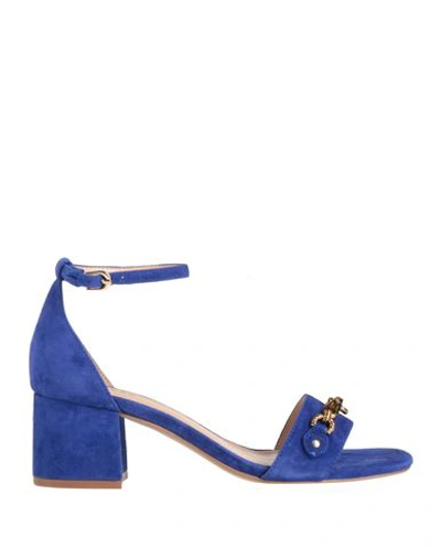 Shop Guess Woman Sandals Bright Blue Size 8 Leather