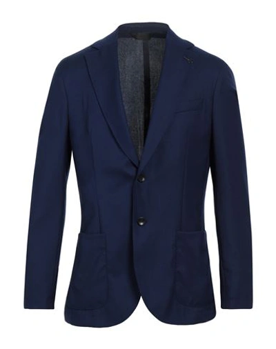 Shop Paoloni Man Blazer Navy Blue Size 44 Virgin Wool