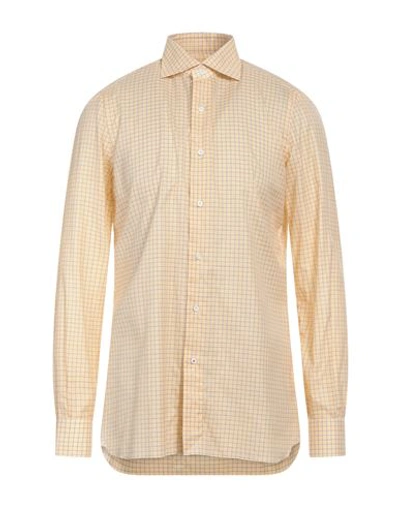 Shop Isaia Man Shirt Apricot Size 16 ½ Cotton In Orange