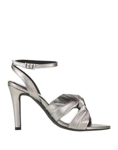 Shop Marian Woman Sandals Lead Size 8 Leather In Grey