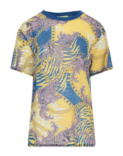 Shop Versace Jeans Woman T-shirt Ocher Size 4 Cotton, Silk In Yellow