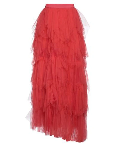Shop Elisabetta Franchi Woman Maxi Skirt Tomato Red Size 4 Polyamide