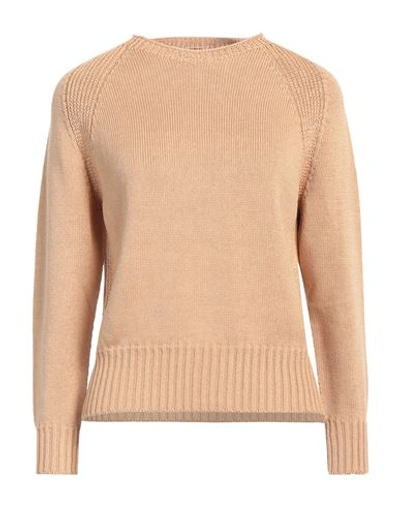 Shop Alpha Studio Woman Sweater Light Brown Size L Cotton In Beige