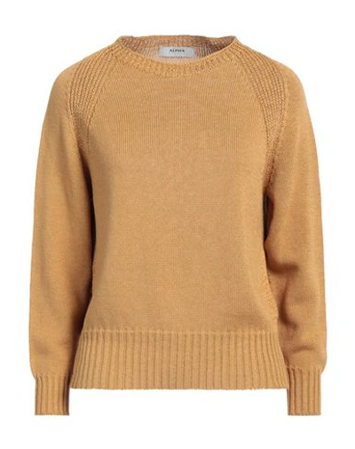 Shop Alpha Studio Woman Sweater Sand Size L Cotton In Beige