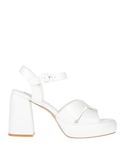 Shop Jeannot Woman Sandals White Size 9 Leather