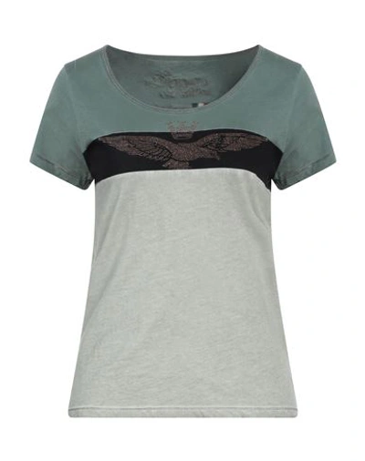 Shop Aeronautica Militare Woman T-shirt Military Green Size L Cotton