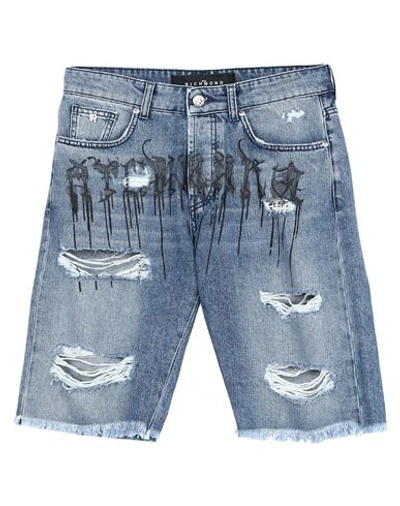 John Richmond Man Denim Shorts Blue Size 32 Cotton In Blue