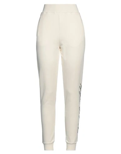 Shop Karl Lagerfeld Woman Pants Ivory Size L Organic Cotton In White