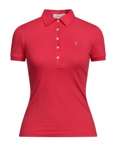 Shop Jeckerson Woman Polo Shirt Red Size L Cotton, Elastane