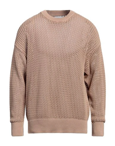 Shop Amish Man Sweater Sand Size L Cotton In Beige