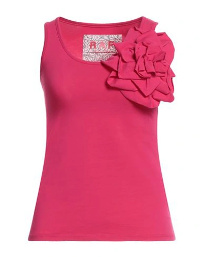 Shop Rose A Pois Rosé A Pois Woman Tank Top Fuchsia Size 12 Cotton, Elastane In Pink
